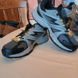 Avia Black and Gray Athletic Shoes with Yellow Accents